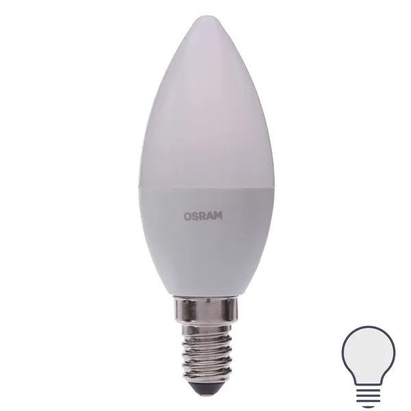 фото Лампа светодиодная osram свеча e14 6.5 вт 550 лм свет холодный белый