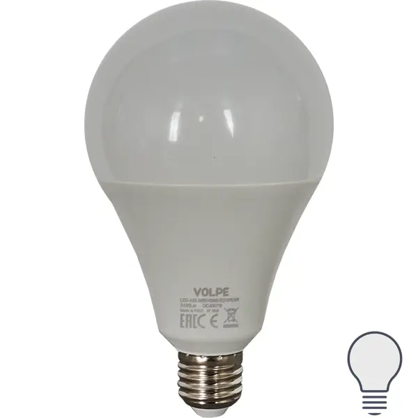 Лампа светодиодная Volpe Norma E27 220 В 30 Вт груша 2400 лм, белый свет фен ga ma pluma 5500 oxy active 2400 вт белый