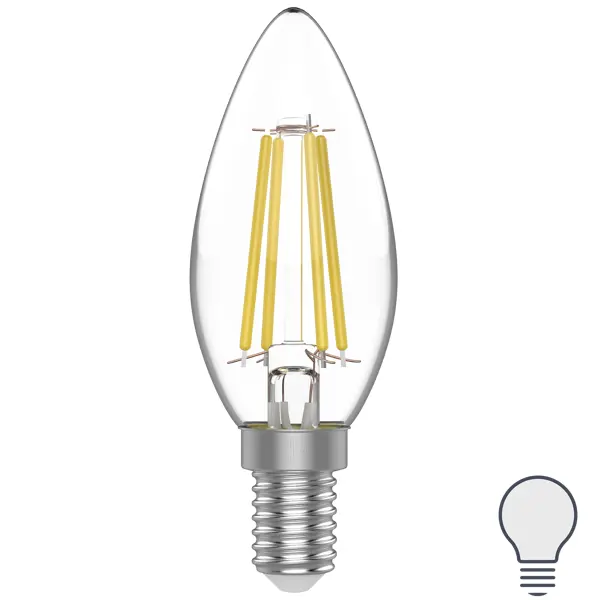 Лампа светодиодная Gauss E14 220 В 4.5 Вт свеча 420 лм, белый свет подсвечник металл стекло на 3 свечи сплетённые кольца золото 18х6х10 см