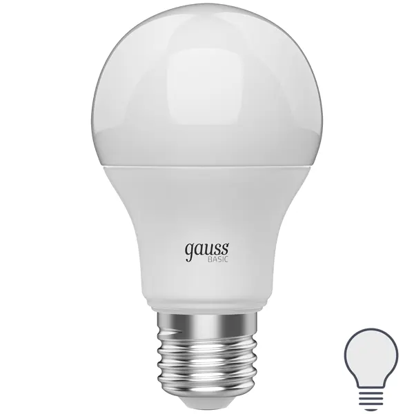 Лампа светодиодная Gauss Basic E27 12 В 12 Вт груша матовая 960 лм белый свет лампочка gauss fil a60 e27 17 вт груша 1550 лм нейтральный белый
