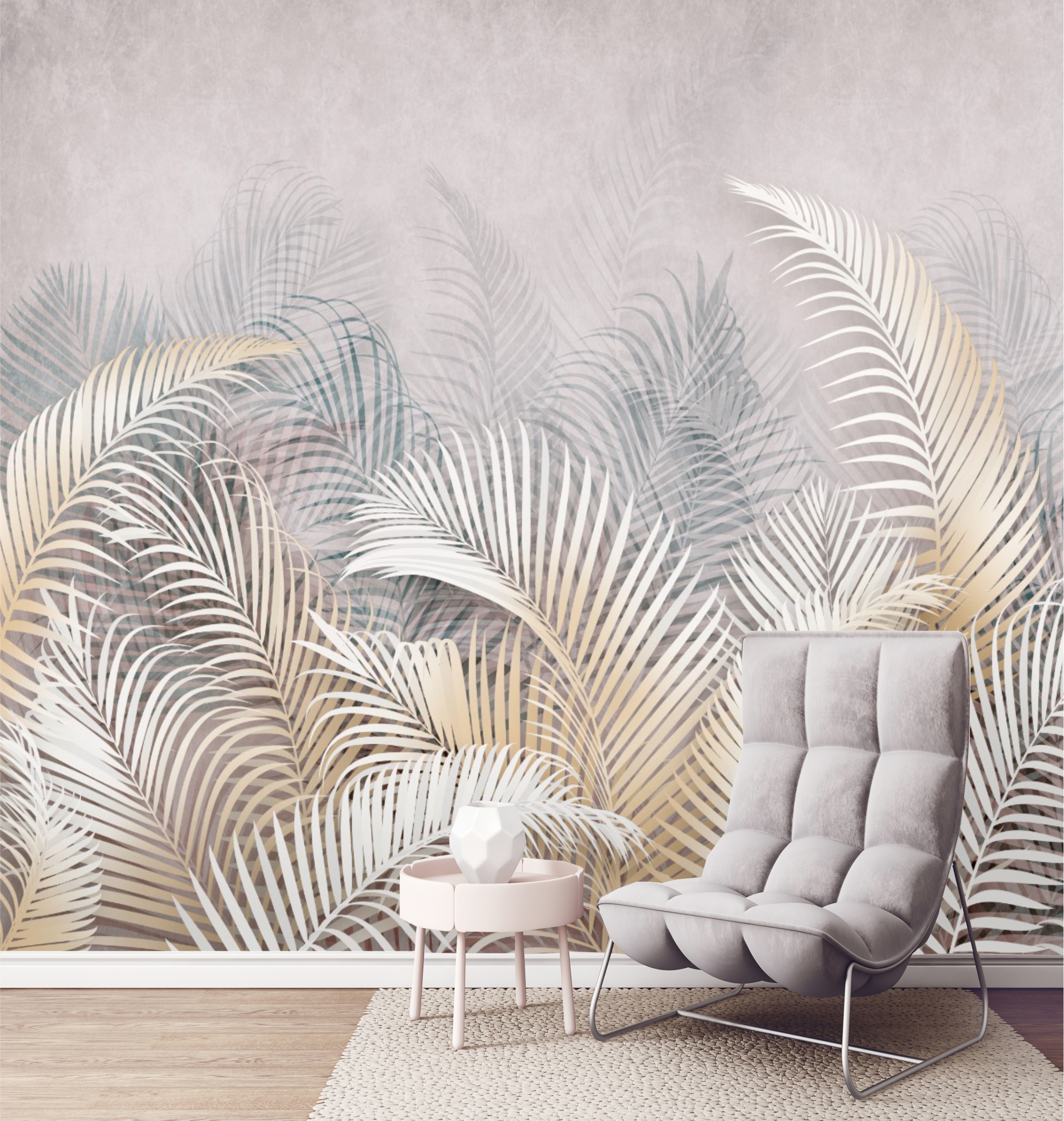 Фреска пальмовые листья в интерьере