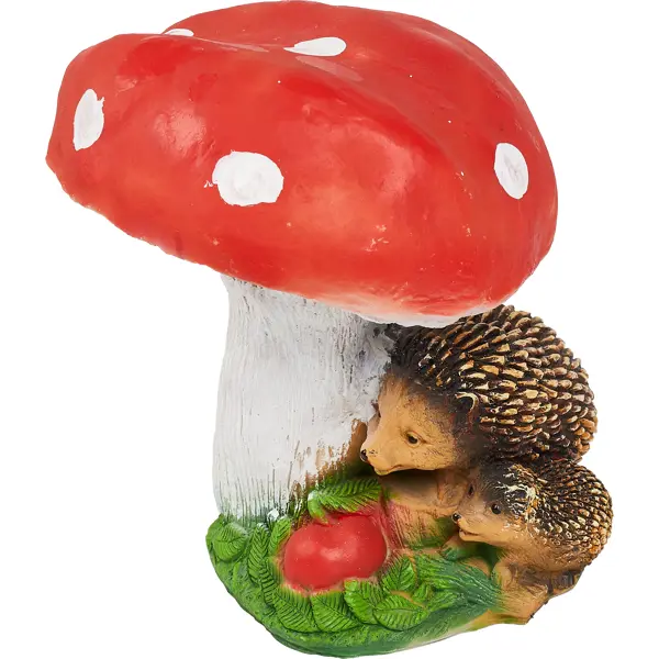 фото Фигура садовая гриб с двумя ежами искусственный камень 30x27x26 см без бренда