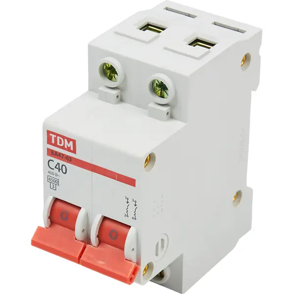 Автоматический выключатель TDM Electric ВА47-63 2P C40 А 4.5 кА SQ0218-0014 автоматический выключатель tdm electric ва47 63 3p c40 а 4 5 ка sq0218 0023