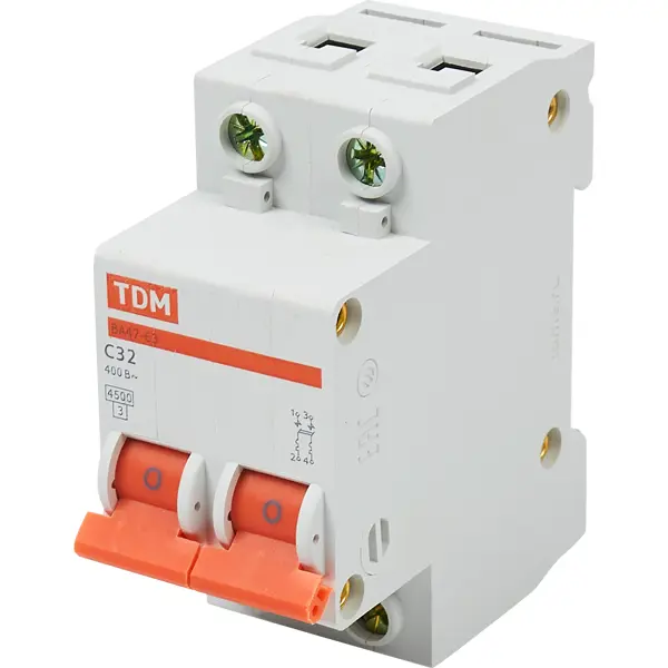 Автоматический выключатель TDM Electric ВА47-63 2P C32 А 4.5 кА SQ0218-0013 автоматический выключатель tdm electric ва47 63 1p c50 а 4 5 ка sq0218 0008