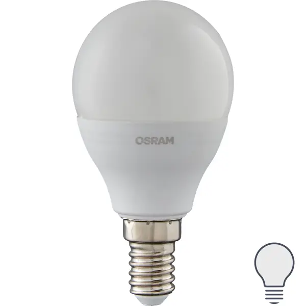фото Лампа светодиодная osram antibacterial e14 220-240 в 7.5 вт шар малый 806 лм, нейтральный белый свет