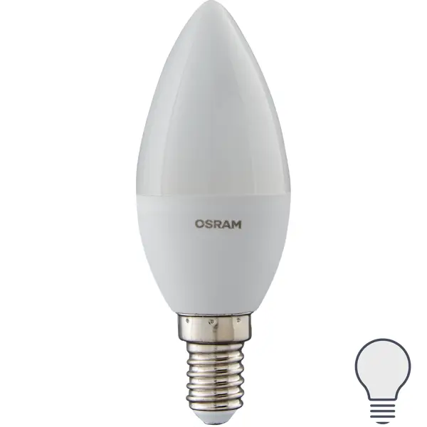 фото Лампа светодиодная osram antibacterial e14 220-240 в 5.5 вт свеча 470 лм, нейтральный белый свет