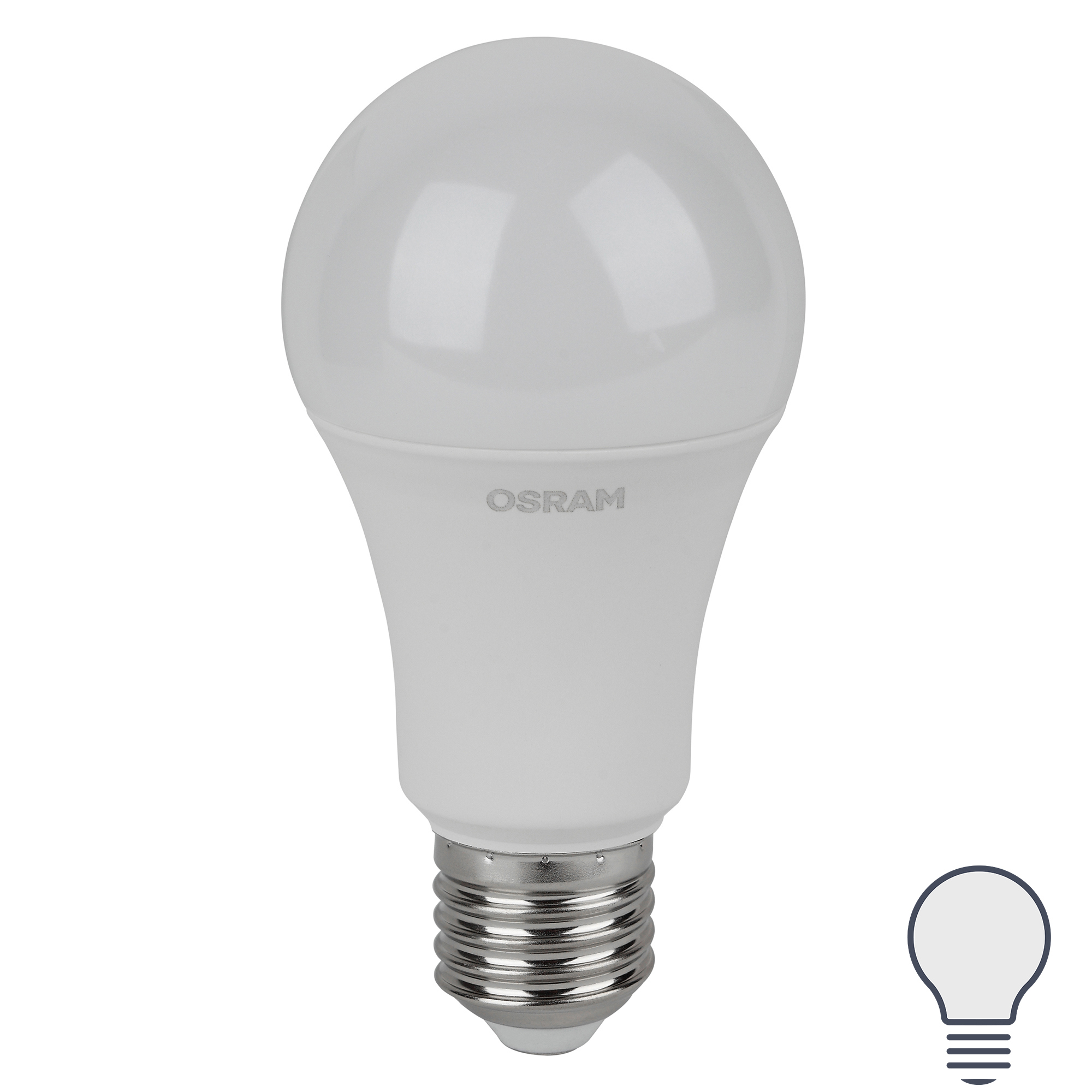 Лампа светодиодная Osram А60 E27 220-240 В 12 Вт груша матовая 1000 лм,  нейтральный белый свет ✳️ купить по цене 130 ₽/шт. в Москве с доставкой в  интернет-магазине Леруа Мерлен