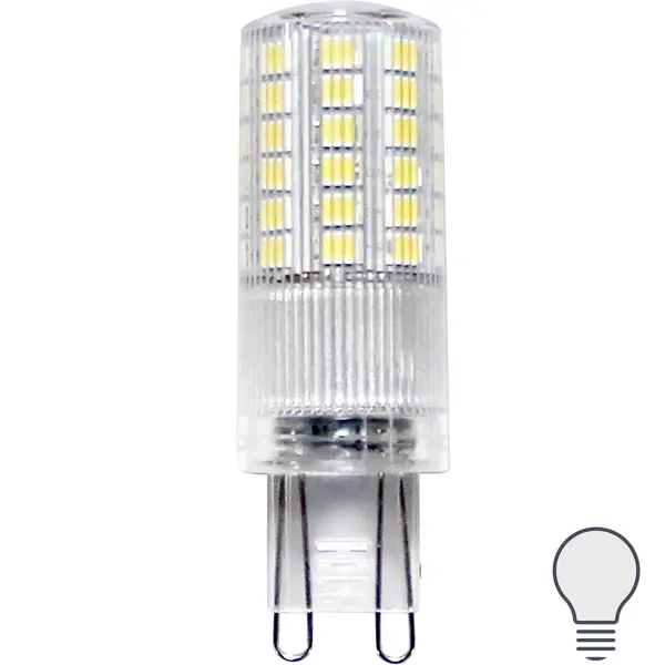 Лампа светодиодная Lexman G9 170-240 В 4 Вт капсула прозрачная 400 лм нейтральный белый свет суппорт с рамкой lexman 45x100х55 мм белый