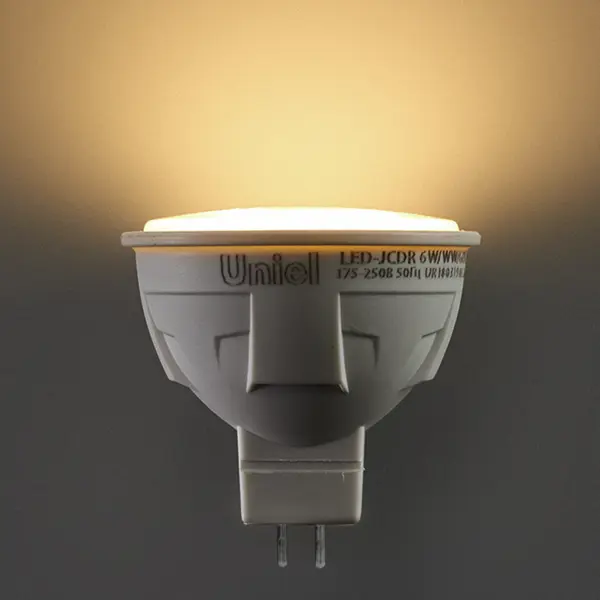 фото Лампа светодиодная яркая gu5.3 220 в 6 вт спот матовый 500 лм холодный белый свет для диммера uniel