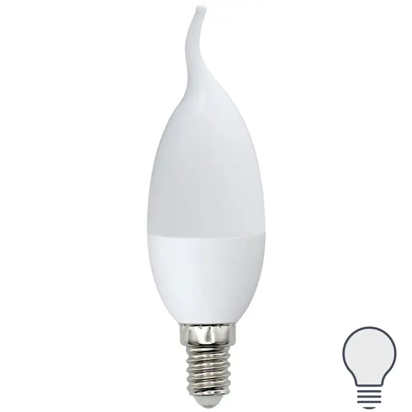 Лампа светодиодная Volpe E14 220-240 В 5 Вт свеча на ветру матовая 470 лм нейтральный белый свет