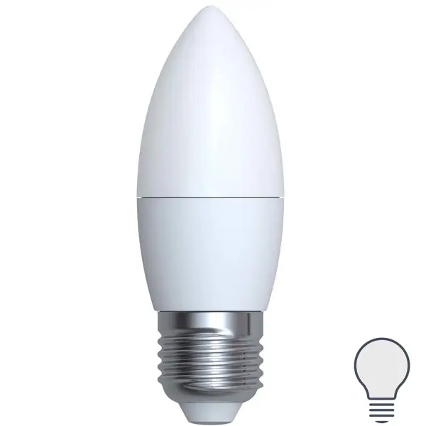 фото Лампа светодиодная volpe e27 220-240 в 7 вт свеча матовая 750 лм, нейтральный белый свет
