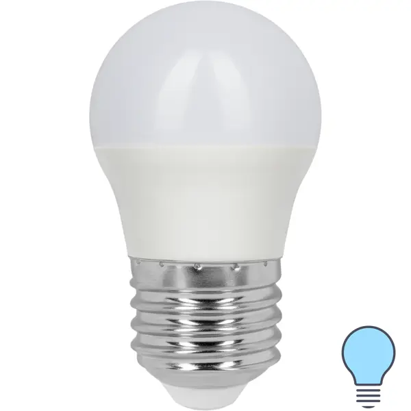 фото Лампа светодиодная gauss e27 8 вт шар матовый 560 лм, холодный белый свет