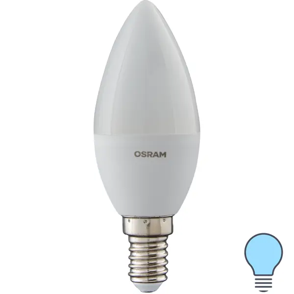 фото Лампа светодиодная osram antibacterial e14 220-240 в 5.5 вт свеча 470 лм, холодный белый свет
