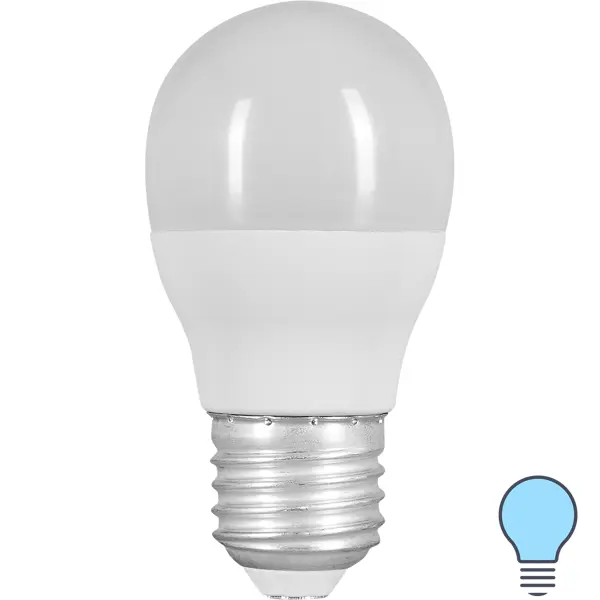 фото Лампа светодиодная e27 220-240 в 6.5 вт шар матовая 550 лм, холодный белый свет osram