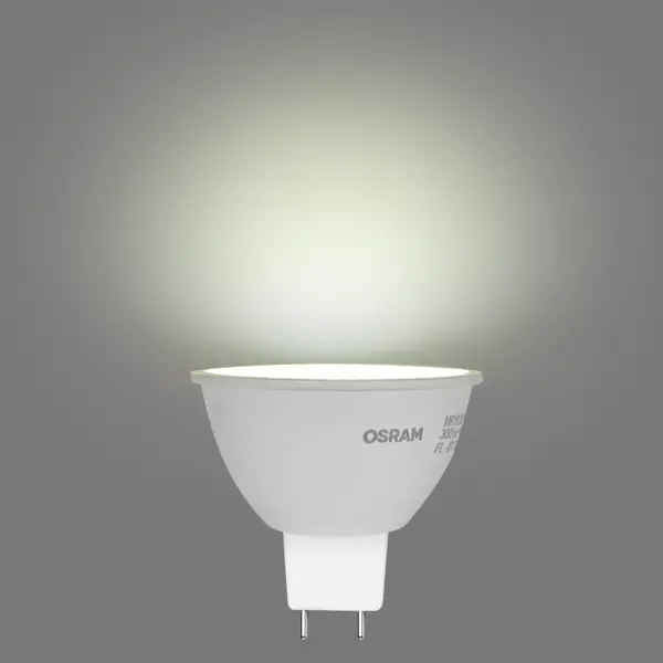 фото Лампа светодиодная osram gu5.3 220-240 в 4 вт спот прозрачная 300 лм холодный белый свет