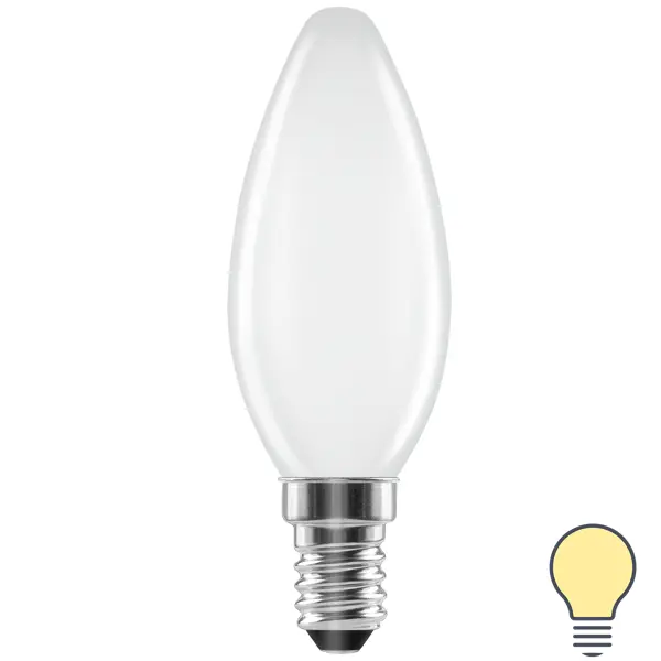 Лампа светодиодная Lexman E14 220-240 В 4 Вт свеча матовая 400 лм теплый белый свет эра б0046991 лампочка светодиодная f led b35 9w 827 e14 е14 е14 9вт филамент свеча теплый белый свет