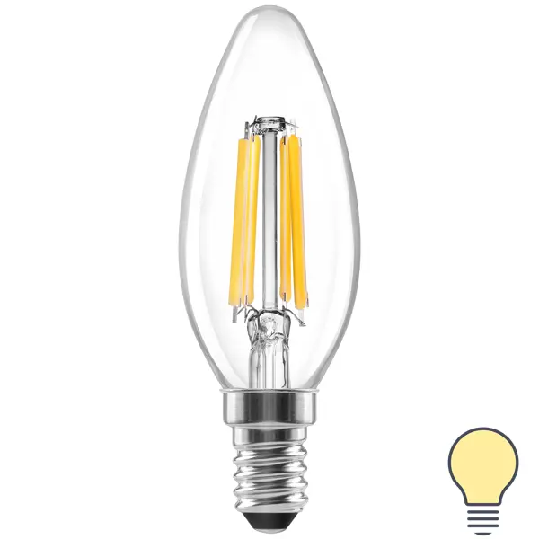Лампа светодиодная Lexman E14 220-240 В 4 Вт свеча прозрачная 400 лм теплый белый свет лампочка светодиодная lexman свеча e14 750 лм нейтральный белый свет 7 вт