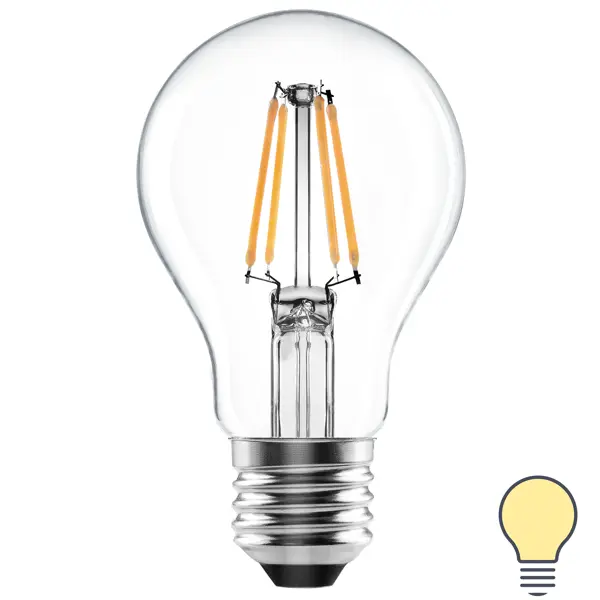 Лампа светодиодная Lexman E27 220-240 В 6 Вт груша прозрачная 750 лм теплый белый свет груша гвидон