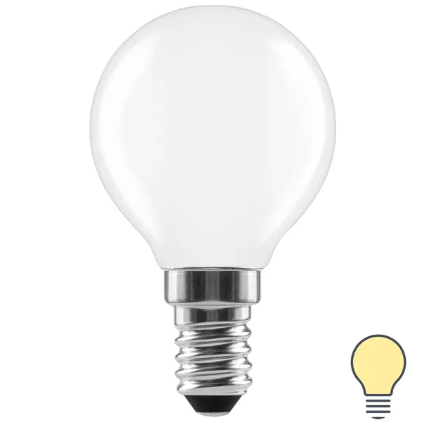 Лампа светодиодная Lexman E14 220-240 В 6 Вт шар матовая 750 лм теплый белый свет суппорт с рамкой lexman 45x100х55 мм белый