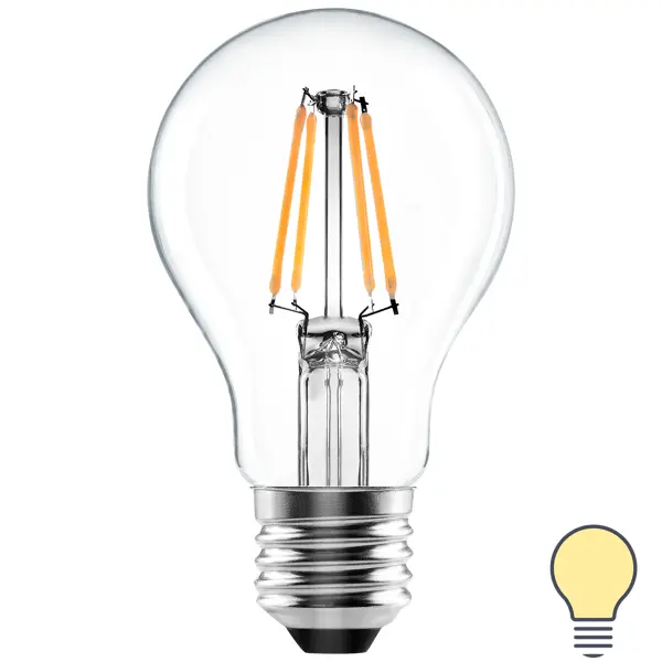 Лампа светодиодная Lexman E27 220-240 В 5 Вт груша прозрачная 600 лм теплый белый свет груша гвидон