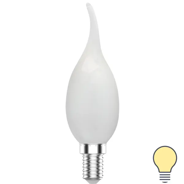 фото Лампа светодиодная gauss e14 200-240 в 8.5 вт свеча на ветру матовая 590 лм теплый белый свет