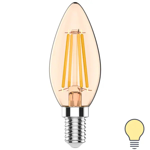 Лампа светодиодная Gauss E14 170-240 В 3.8 Вт свеча тонированная 350 лм теплый белый свет