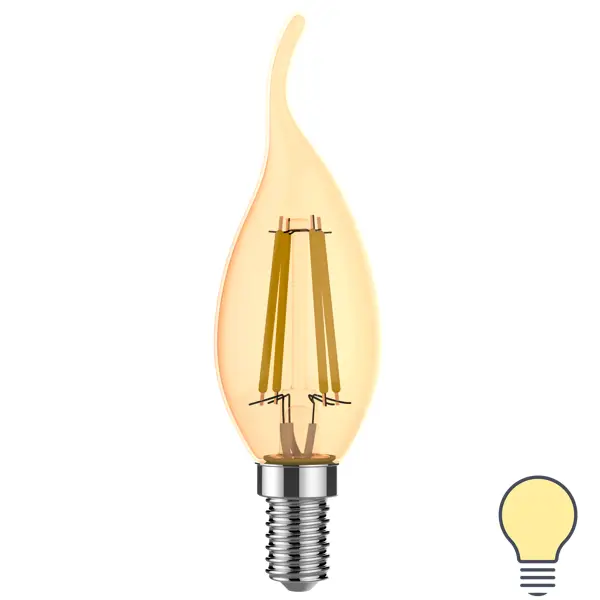 Лампа светодиодная Gauss E14 170-240 В 3.8 Вт свеча на ветру тонированная 350 лм теплый белый свет лампа светодиодная филаментная rev tc37 e27 5w 2700k deco premium свеча на ветру 32426 3