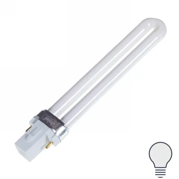 Лампа энергосберегающая Uniel дуга G23 9 Вт свет холодный белый панель светодиодная uniel uli f41 с диммером 300 мм 5 5 вт 4200 к