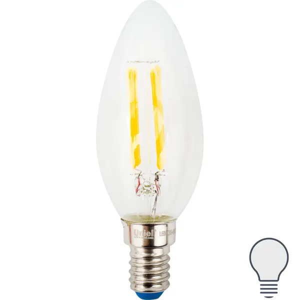 Лампа светодиодная Uniel свеча E14 6 Вт 500 Лм, свет холодный свеча светодиодная