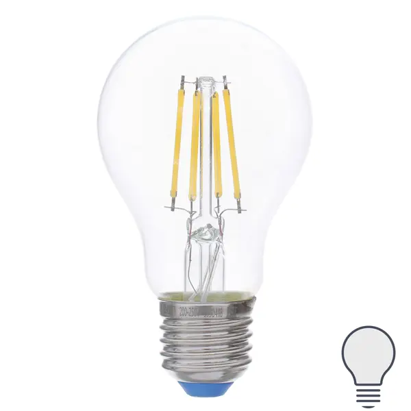 Лампа светодиодная филаментная Airdim форма стандартная E27 7 Вт 700 Лм свет холодный верхние формы для наращивания в контейнере 100 шт в контейнере прозрачный