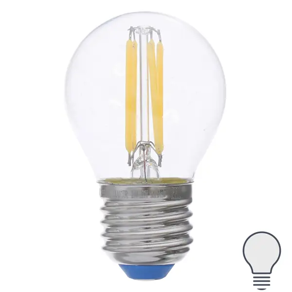 Лампа светодиодная филаментная Airdim форма шар E27 5 Вт 500 Лм свет холодный счет форма величина 2