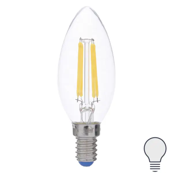 Лампа светодиодная филаментная Airdim форма свеча E14 5 Вт 500 Лм свет холодный