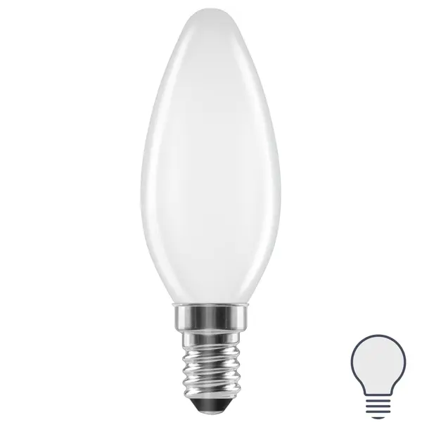 Лампа светодиодная Lexman E14 220-240 В 4 Вт свеча матовая 400 лм нейтральный белый свет эра б0046991 лампочка светодиодная f led b35 9w 827 e14 е14 е14 9вт филамент свеча теплый белый свет