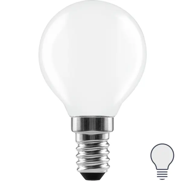 фото Лампа светодиодная lexman e14 220-240 в 3,8 вт шар матовая 500 лм нейтральный белый свет