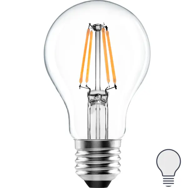 Лампа светодиодная Lexman E27 220-240 В 6 Вт груша прозрачная 800 лм нейтральный белый свет груша мраморная 1шт