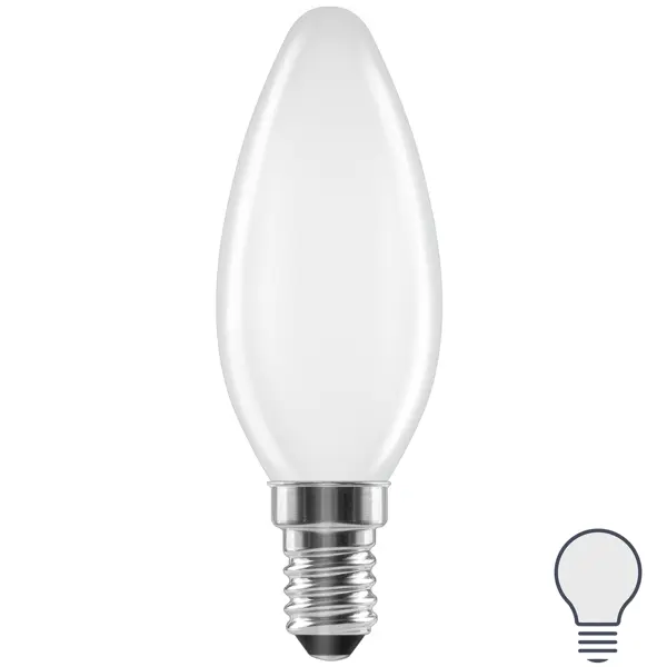 Лампа светодиодная Lexman E14 220-240 В 6 Вт свеча матовая 750 лм нейтральный белый свет эра б0046991 лампочка светодиодная f led b35 9w 827 e14 е14 е14 9вт филамент свеча теплый белый свет