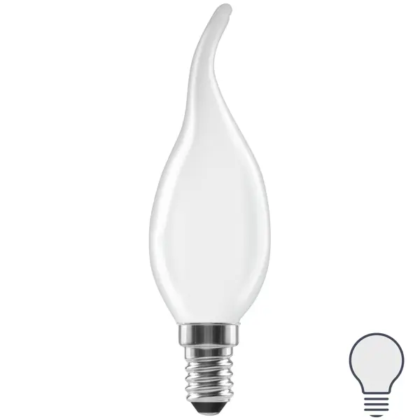 Лампа светодиодная Lexman E14 220-240 В 5 Вт свеча на ветру матовая 600 лм нейтральный белый свет лампа светодиодная thomson e14 8w 4000k свеча на ветру матовая th b2028