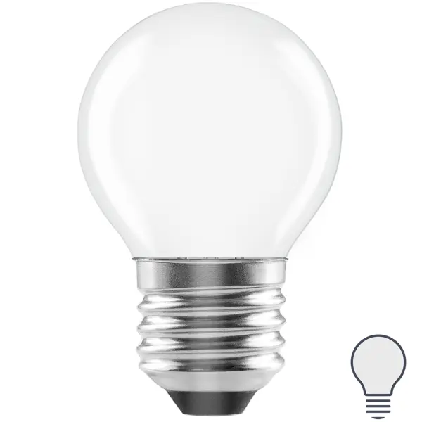 Лампа светодиодная Lexman E27 220-240 В 6 Вт шар матовая 750 лм нейтральный белый свет суппорт с рамкой lexman 45x100х55 мм белый