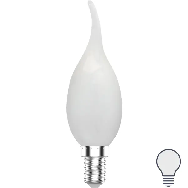 фото Лампа светодиодная gauss e14 200-240 в 4.5 вт свеча на ветру матовая 400 лм нейтральный белый свет