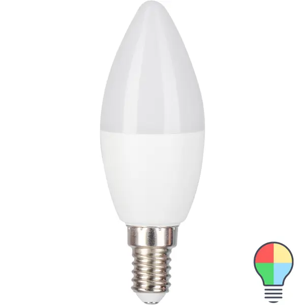 Лампа светодиодная Gauss E14 220-240 В 6 Вт свеча матовая 440 лм, регулируемый цвет света RGBW кнопка выключения света rocknparts холодильника samsung
