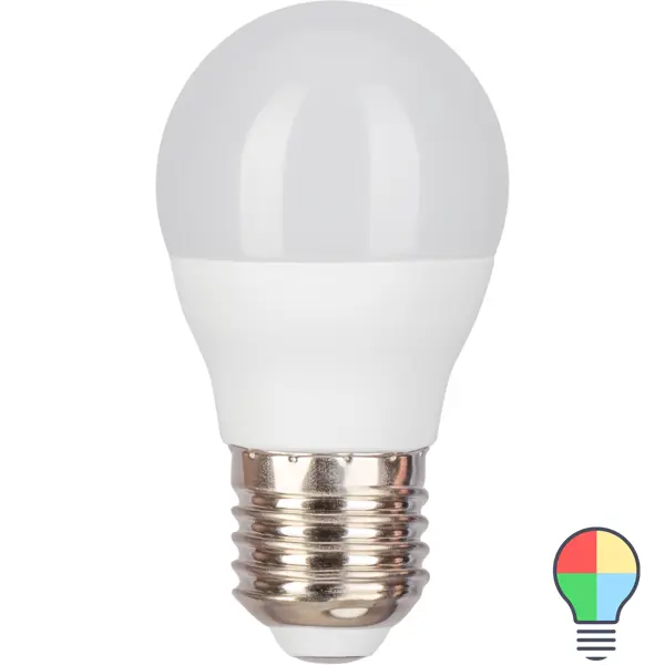 Лампа светодиодная Gauss E27 220-240 В 6 Вт шар матовый 440 лм, регулируемый цвет света RGBW кнопка выключения света для холодильника oem da34 00006c