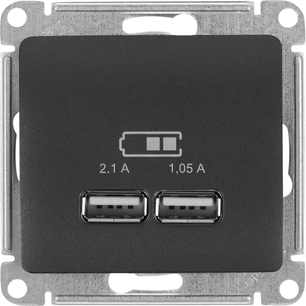 Розетка Schneider Electric Glossa USB встраиваемая цвет графитовый разъем 32 а 250 в 2р ре оу для электроплит tdm electric sq1812 0002