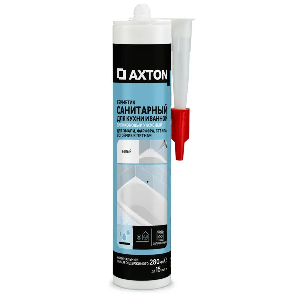 Герметик силиконовый санитарный Axton уксусный 280 мл белый герметик универсальный гибридный axton белый 280 мл