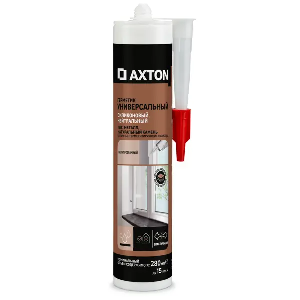 Герметик универсальный силиконовый Axton бесцветный нейтральный 280 мл универсальный антисептик против плесени и грибка profiwood