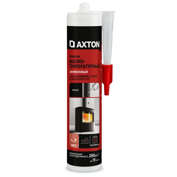 Герметик силиконовый высокотемпературный Axton 280 мл уксусный черный до 300°C свержсильный монтажный герметик экон