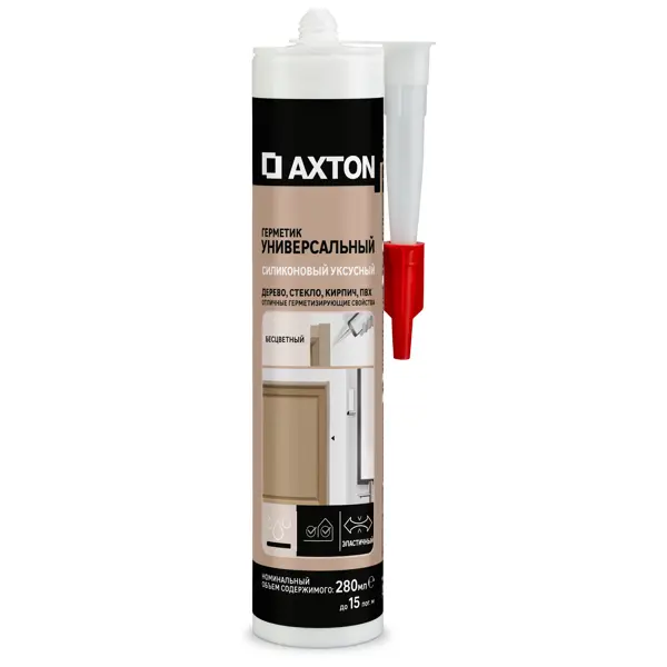 Герметик силиконовый универсальный Axton уксусный бесцветный 280 мл универсальный антисептик против плесени и грибка profiwood
