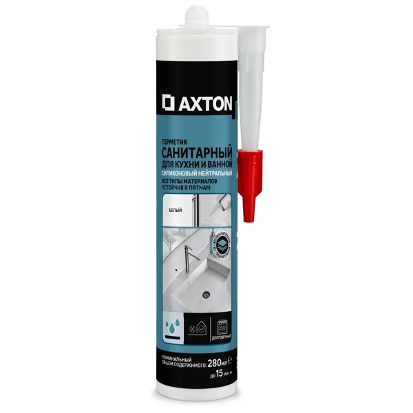 Герметик санитарный силиконовый Axton белый нейтральный 280 мл шпатлевка axton выравнивающая фасадная белый 1 кг