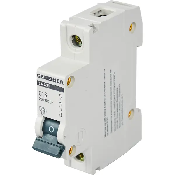 Автоматический выключатель Generica ВА47-29 1Р 16А 4.5КА автоматический выключатель дифференциального тока generica