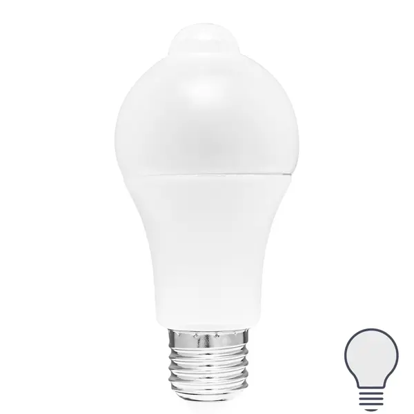 фото Лампа светодиодная с датчиком движения и освещенности e27 uniel smart 200-250 в 12 вт груша матовая 900 лм, белый свет
