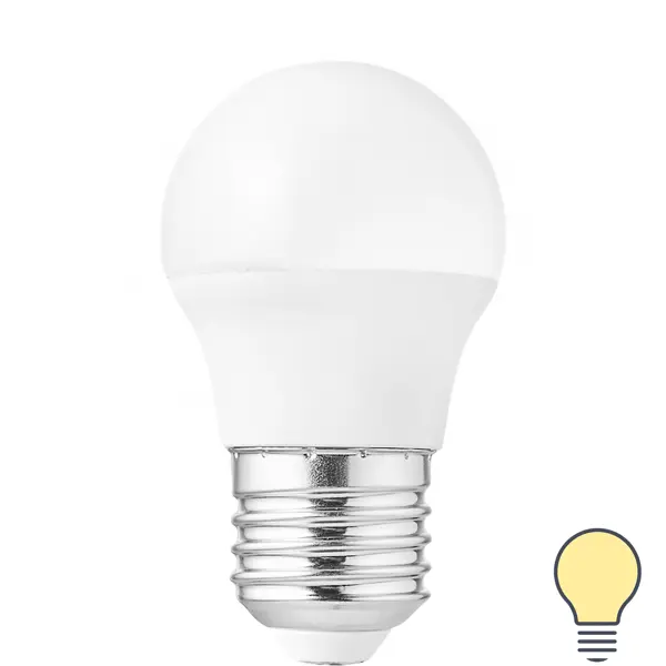 Лампа светодиодная Volpe E27 220-240 В 5 Вт шар малый матовая 470 лм теплый белый свет